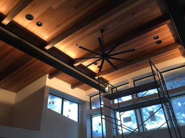Fan and lighting fixture after a service upgrade.