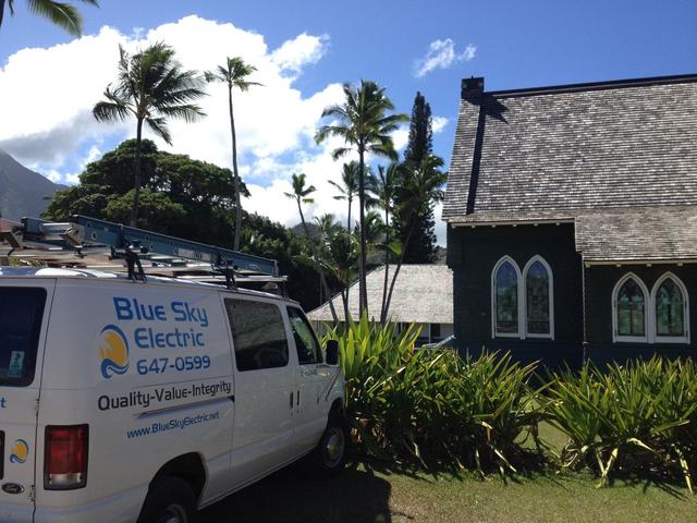 Blue Sky Electric work van at a Kauai property.