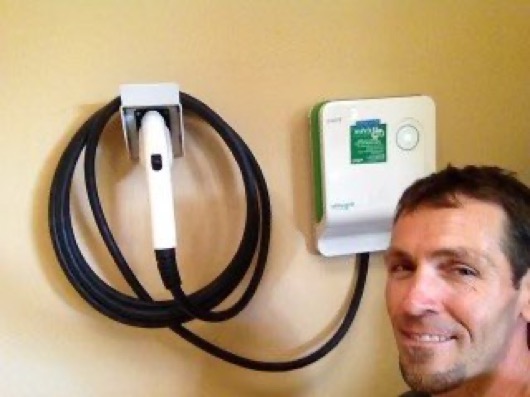 Electric vehicle charging station installation.