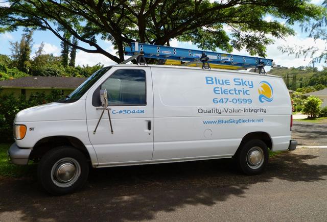 Outdoor electrical project work by Blue Sky Electric.